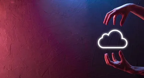 Hand holding icon cloud computing network and icon connection data informatio 스톡 사진