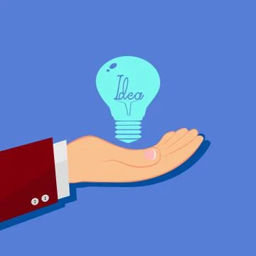 Hand Holding an Idea Light Bulb. Business Design Concept vector eps 库存插图
