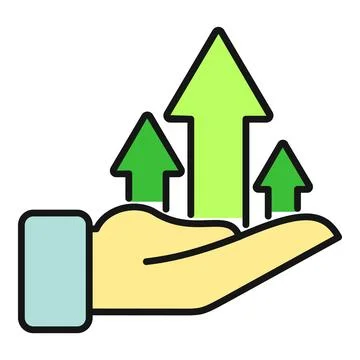 Hand holding increasing arrows showing growth progress Stock Illustration