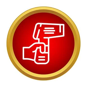 Hand holding infrared thermometer checking body temperature icon Stock Illustration
