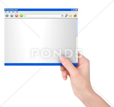 Hand holding internet website advertisement Stock Photos