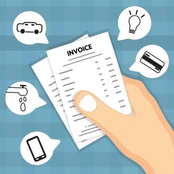 Hand holding invoice. Stock Illustration