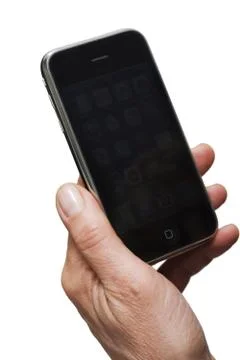 Hand holding iphone Stock Photos
