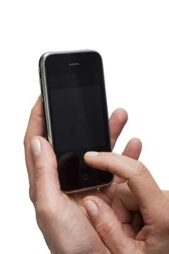 Hand holding iphone Stock Photos