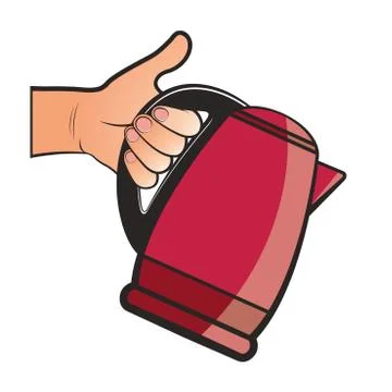 Hand holding jug in red Stock Illustration