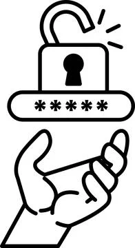 Hand holding a key that is above a lock Stock Illustration