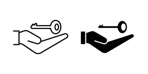 Hand holding a key icon Illustration designs pack for Web Stock Illustration