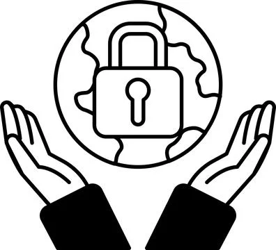 A hand is holding a key to a lock that is on a globe 스톡 일러스트