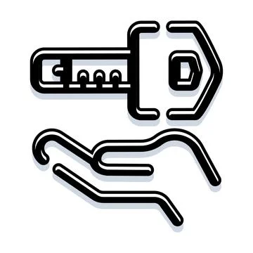 Hand holding key providing access and security Ilustração Stock
