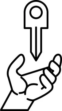 Hand holding a key with a tip Stock Illustration