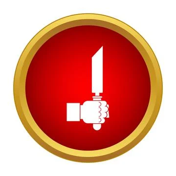 Hand holding knife icon representing danger or warning Stock Illustration