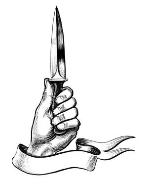 Hand holding a knife Illustrazione stock