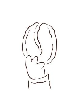 A Hand Holding A Large Fresh Roasted Coffee Bean Vector Line Art Illustration Stock Illustration