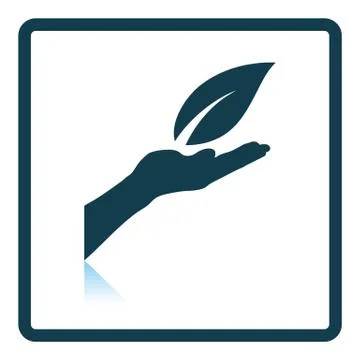 Hand holding leaf icon Stock Illustration