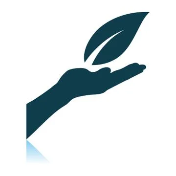 Hand Holding Leaf Icon Stock Illustration