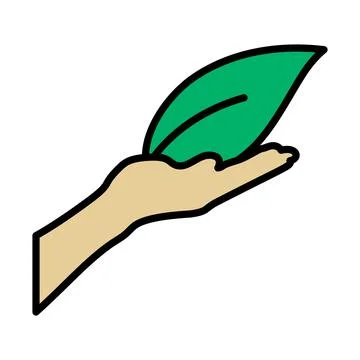 Hand Holding Leaf Icon Stock Illustration