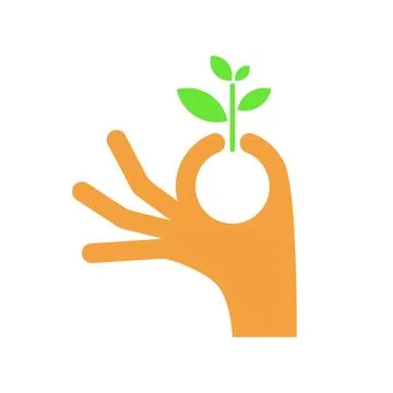 Hand holding leaf. Vector isolated on white background Stock Illustration