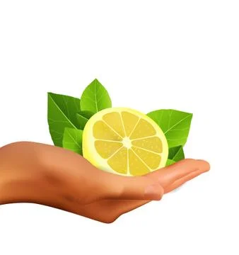 Hand holding lemon Stock Illustration