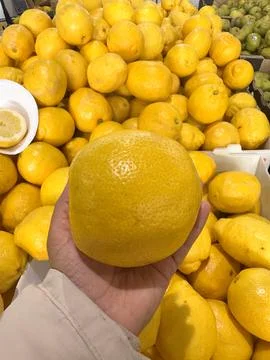 Hand holding lemon Stock Photos