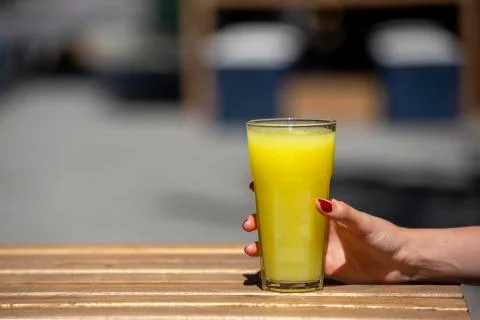 Hand holding lemonade, selective focus 写真素材