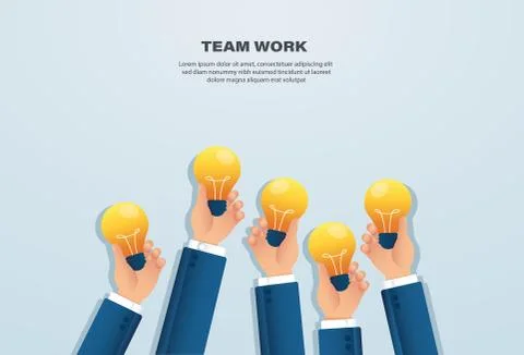 Hand holding light blub. creative concept. vector Stock Illustration