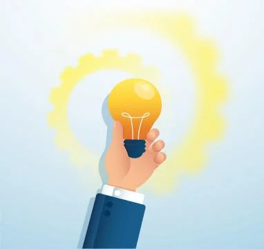 Hand holding light blub. creative concept Stock Illustration
