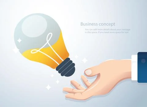 Hand holding light bulb, concept of creative thinking background Stock Illustration