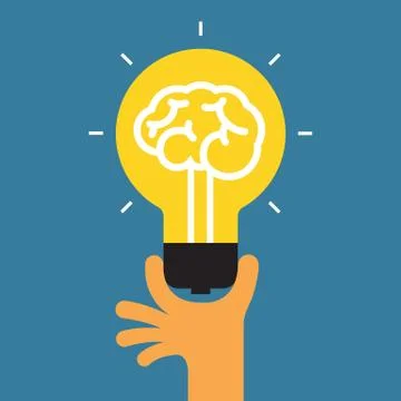 Hand holding light bulb. Concept of the success idea. Illustrazione stock