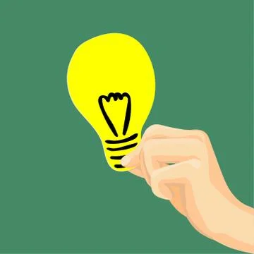 Hand holding light bulb flat style-Vector Illustration Stock Illustration