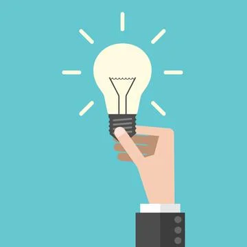 Hand holding light bulb Stock Illustration