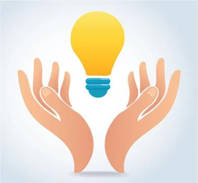 Hand holding light bulb vector, a concept of idea Stock Illustration