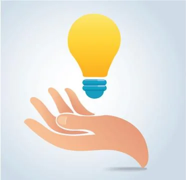 Hand holding light bulb vector, a concept of idea Stock Illustration