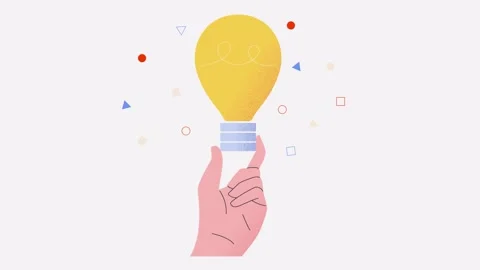 Hand holding lightbulb animation Stock Footage 240091733