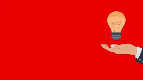 A Hand holding lightbulb pulling in from right on red background Video stock 155220434