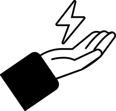 Hand holding a lightning bolt Illustrazione stock