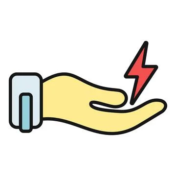 Hand holding lightning bolt showing power and energy Stock Illustration