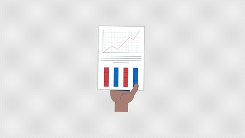 Hand holding line chart and column graphs infographic report 2D animation Stock Footage 307828816