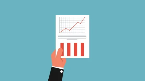 Hand holding line chart and column graphs 2d Animation with Alpha Matte Stock Footage 335800514