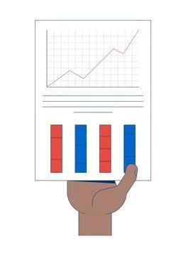 Hand holding line chart and column graphs infographic report vector illustration Stock Illustration