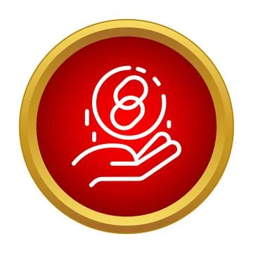 Hand holding link icon in red button Stock Illustration