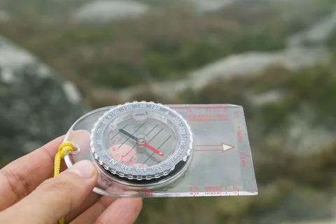 Hand holding liquid filled protractor Stock Photos