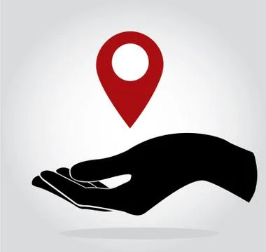 Hand holding location icon symbol vector Stock Illustration