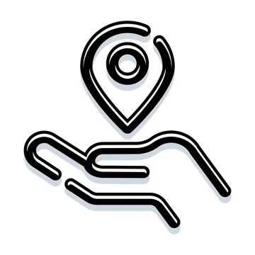 Hand holding location pin icon illustrating navigation Stock Illustration