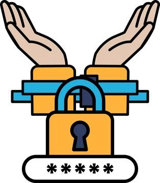 A hand is holding a lock and the lock is open Stock Illustration