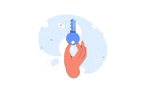 Hand holding lock. Cyber security hand holding padlock vector. Safety. Business Stock Illustration