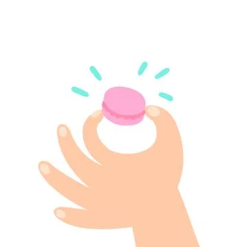 Hand holding macaroon. Stock Illustration