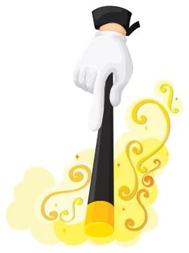 Hand holding magic wand Stock Illustration