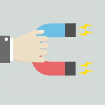 Hand holding Magnet Stock Illustration