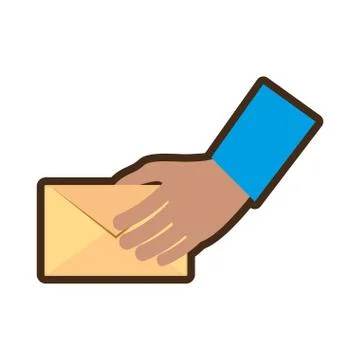 Hand holding mail envelope courier Illustration