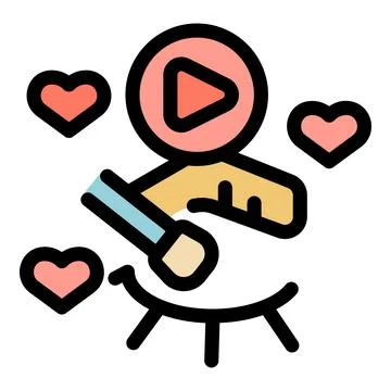 Hand holding makeup brush creating love reaction video content Stock Illustration